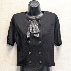 Vintage Three Diamonds Mitsubishi for Skvt Black Double Breasted Blouse Size XL